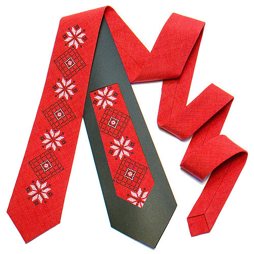 Вишита червона краватка №736 LN-2094