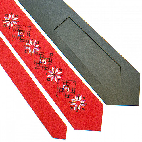 Вишита червона краватка №736 LN-2094