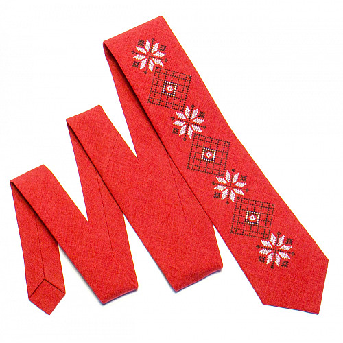 Вишита червона краватка №736 LN-2094