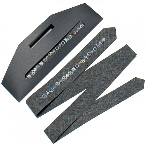Темно-сіра вузька вишита краватка №762 LN-2099