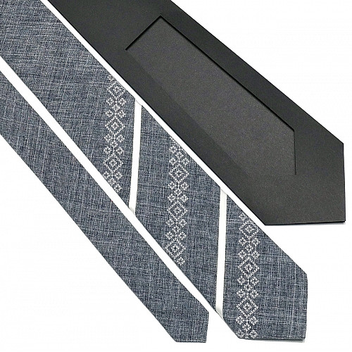 Серый оригинальный вышитый галстук №756 LN-2103