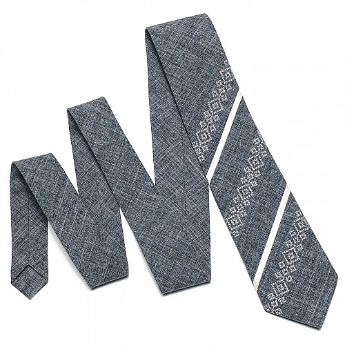 Серый оригинальный вышитый галстук №756 LN-2103