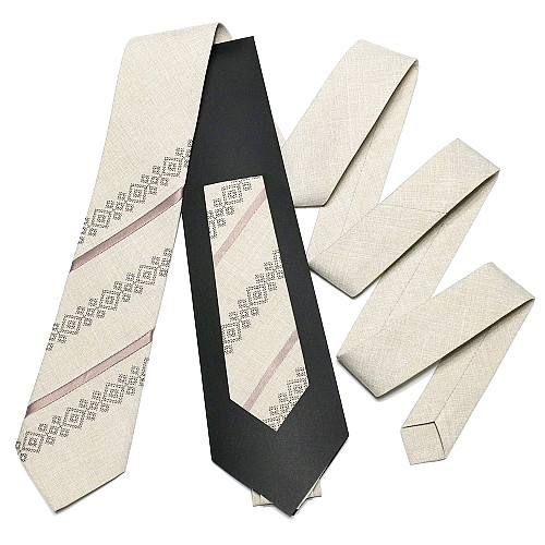 Сіра оригінальна вишита краватка №759 LN-2104