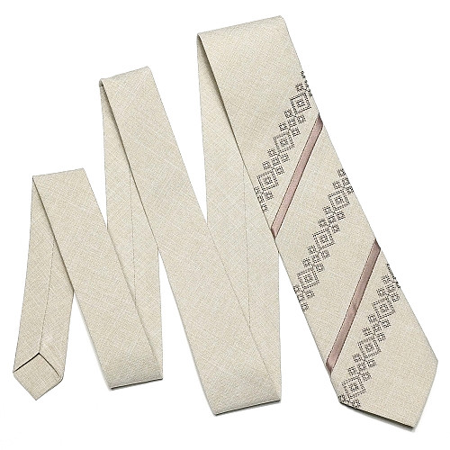 Сіра оригінальна вишита краватка №759 LN-2104