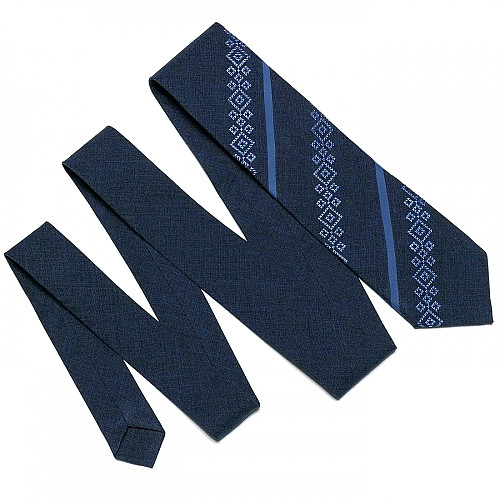 Темно-синий оригинальный вышитый галстук №755 LN-2105