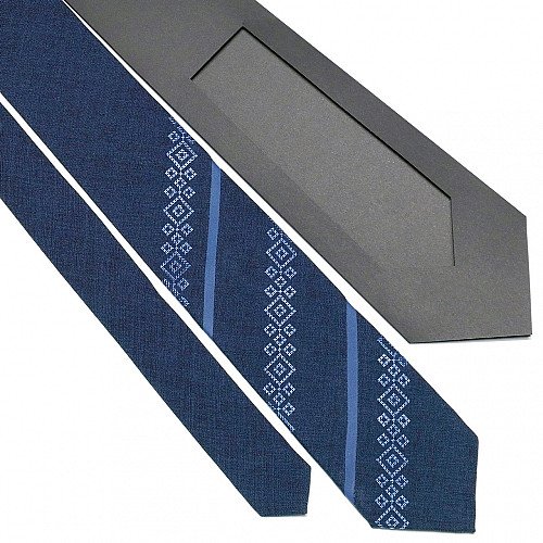 Темно-синий оригинальный вышитый галстук №755 LN-2105