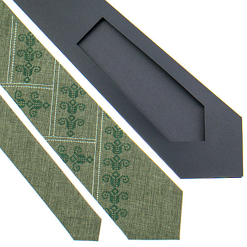 Модна вишита зелена краватка №801 LN-2108