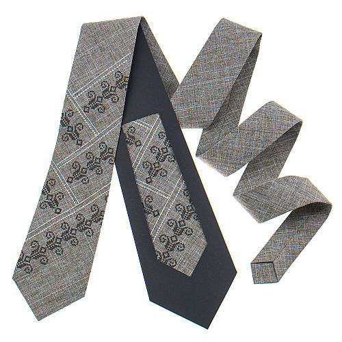 Модна вишита сіра краватка №800 LN-2109