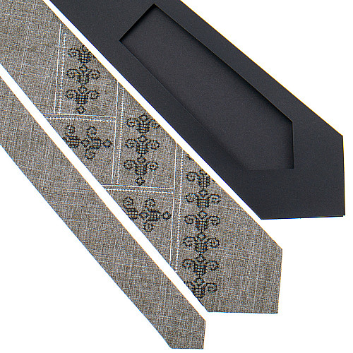 Модна вишита сіра краватка №800 LN-2109