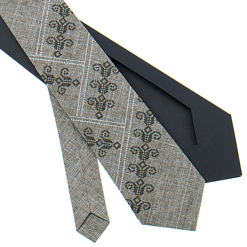 Модна вишита сіра краватка №800 LN-2109