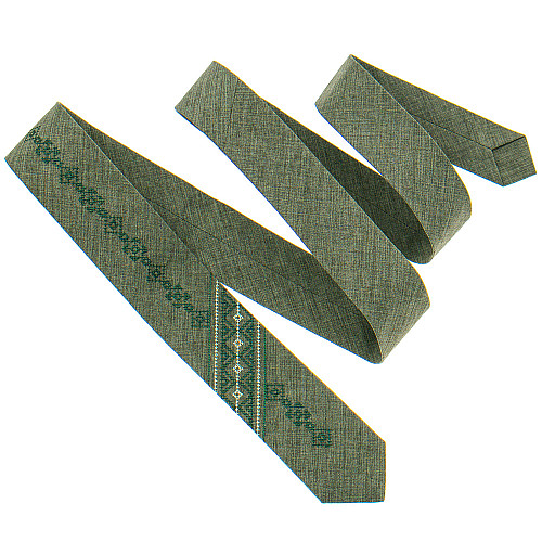 Зелена вузька вишита краватка №802 LN-2111