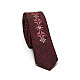 Бордовый тонкий галстук с вышивкой LN-2143
