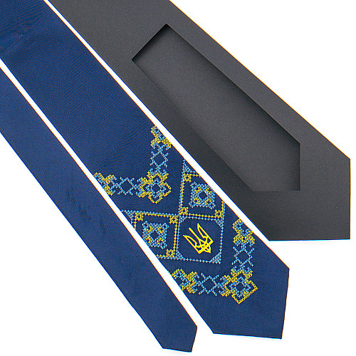 Синя краватка з вишивкою Щек LN-2144