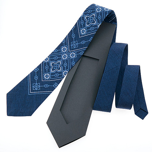 Синий вышитый галстук с узором №968 LN-2149