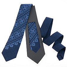 Синий вышитый галстук №969 с узором LN-2150