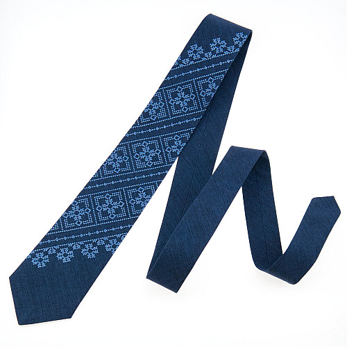 Синя вишита краватка №969 з візерунком LN-2150