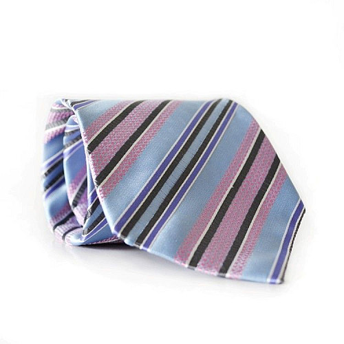 Краватка чоловіча блакитна-рожева в смужку GIN-2001
