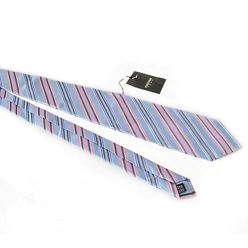 Краватка чоловіча блакитна-рожева в смужку GIN-2001