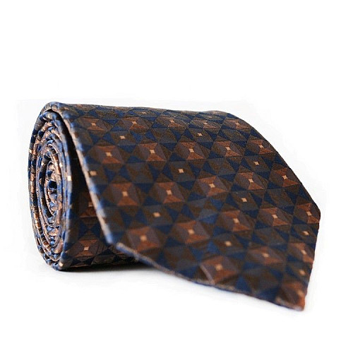 Галстук Emilio Corali сине-коричневый в узор GIN-2019