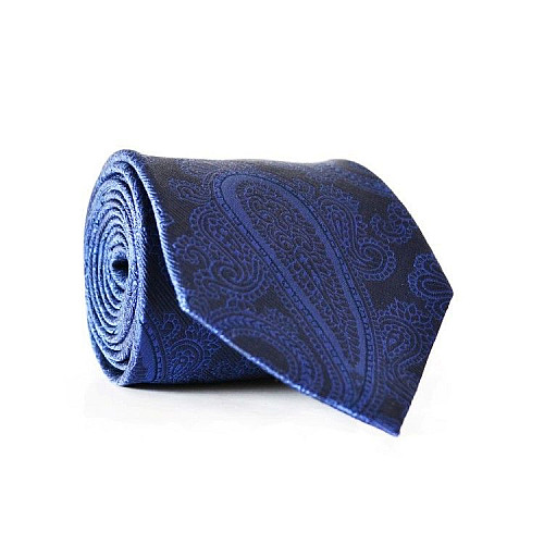 Галстук Emilio Corali мужской синий пейсли (турецкий огурец) GIN-2021
