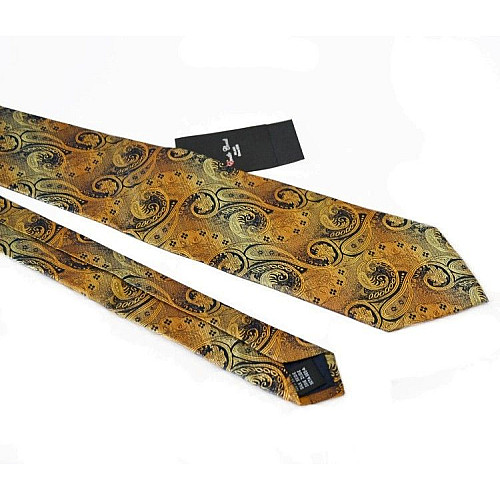 Краватка Emilio Corali чоловіча золота з синім візерунком (турецький огірок-пейслі) GIN-2038