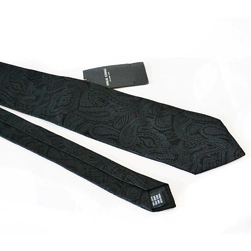 Галстук Emilio Corali чоловічий чорний з візерунком турецький огірок GIN-2076