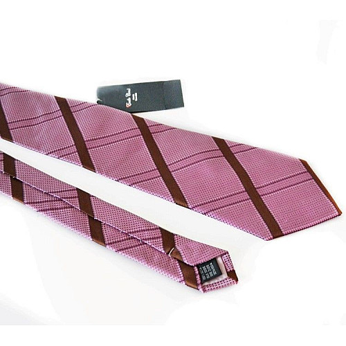 Галстук мужской Розовый с коричневыми полосками Emilio Corali GIN-2086