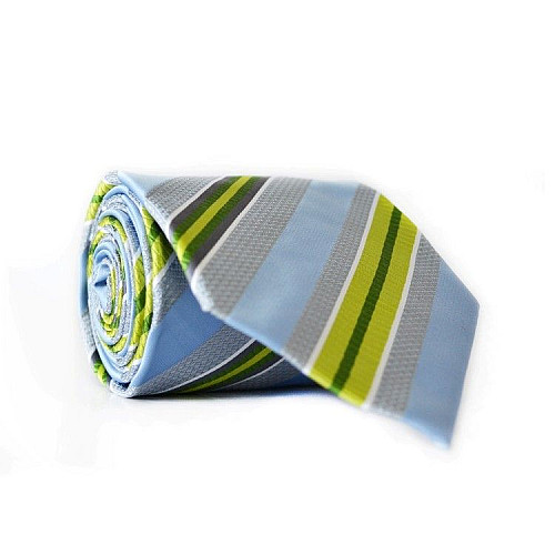 Галстук Perform Uomo голубой с серо-зелеными полосками GIN-2092