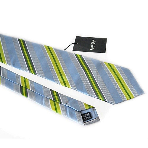 Галстук Perform Uomo голубой с серо-зелеными полосками GIN-2092