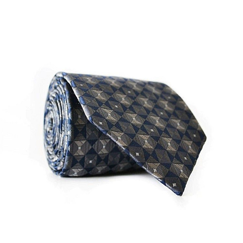 Галстук Emilio Corali серо-синий в ромбики GIN-2116