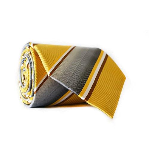 Галстук Perform Uomo мужской желтый-серый в полоску GIN-2125