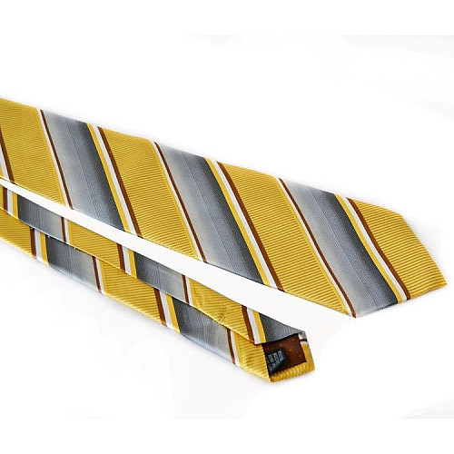 Галстук Perform Uomo мужской желтый-серый в полоску GIN-2125