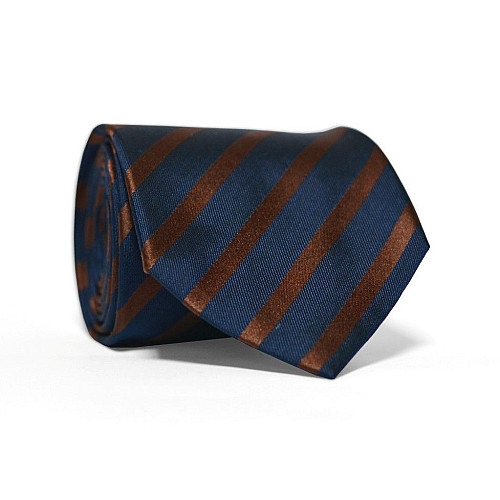 Галстук Emilio Corali мужской синий-коричневый в полоску GIN-2163