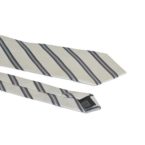 Краватка Emilio Corali біла в синю смужку GIN-2195