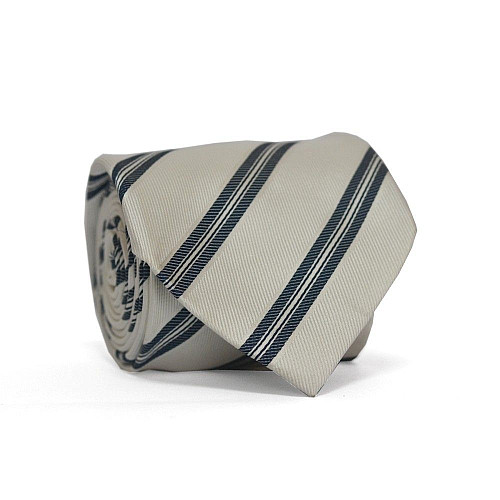 Краватка Emilio Corali біла в синю смужку GIN-2195