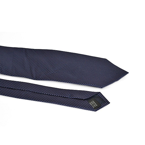 Брендовый галстук Emilio Corali синий с черточками GIN-2218