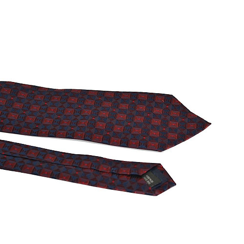 Краватка Emilio Corali чоловіча синьо-бордова в квадратики GIN-2221