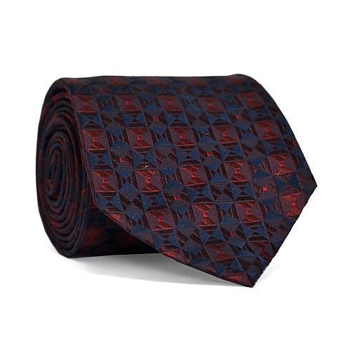 Краватка Emilio Corali чоловіча синьо-бордова в квадратики GIN-2221