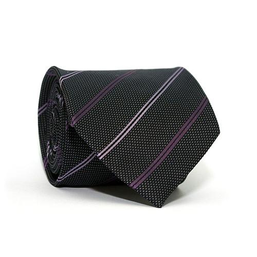 Краватка чоловіча Чорна в фіолетову смужку Emilio Corali GIN-2229