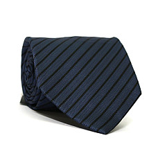 Краватка Emilio Corali темно-синя в чорну смужку GIN-2245