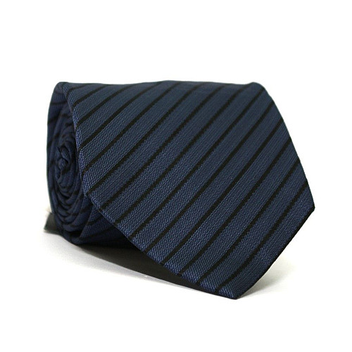 Краватка Emilio Corali темно-синя в чорну смужку GIN-2245