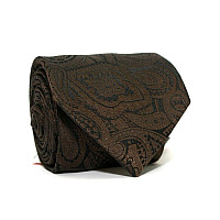 Галстук Emilio Corali коричневый с узором турецкий огурец-пейсли GIN-2252