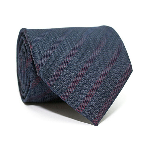 Краватка Emilio Corali темно-синя з бордовими смужками GIN-2284