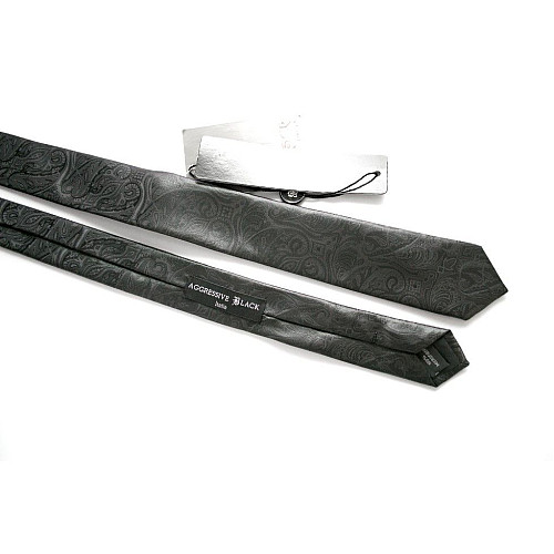 Галстук Узкий Черный с Серым узором GIN-2292