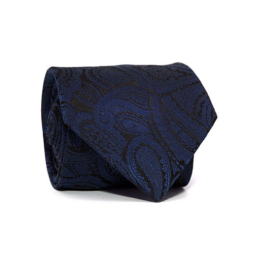 Краватка Emilio Corali темно-синя з візерунком турецький огірок-пейслі GIN-2329
