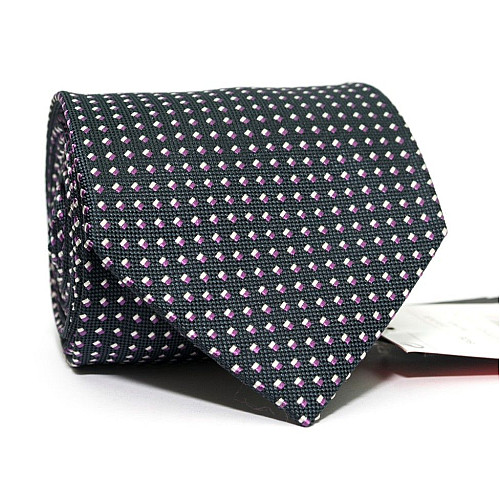 Галстук мужской Серый в квадратики бело-фиолнтовые Emilio Corali GIN-2360