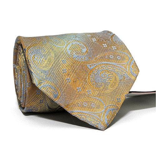 Краватка Emilio Corali золотисто-блакитний перелив пейслі GIN-2366