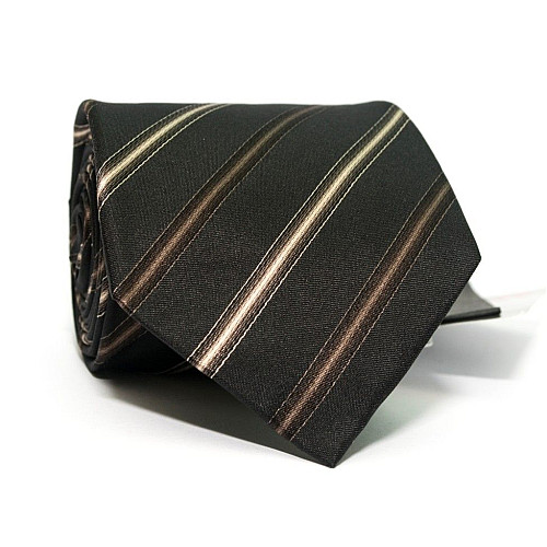 Галстук мужской Черный в Коричневые полоски Emilio Corali GIN-2388