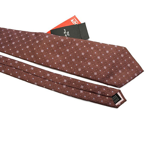 Галстук мужской Розово-Коричневый в квадратики Emilio Corali GIN-2429