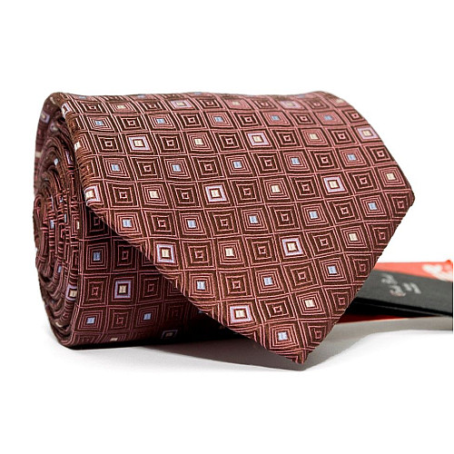 Галстук мужской Розово-Коричневый в квадратики Emilio Corali GIN-2429